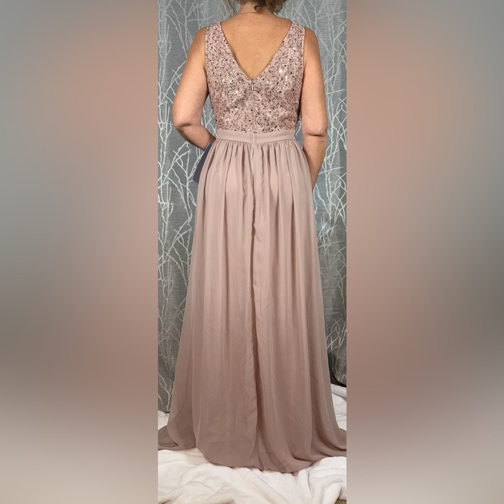 PromGirl Blush Maxi Dress with Sequin Detail Size Large - Picture 9 of 12